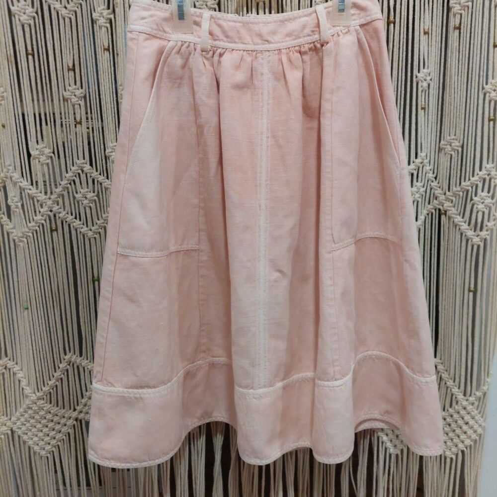 Sz 0 Ulla Johnson Celeste skirt Light Peach Cotton/Linen No Belt